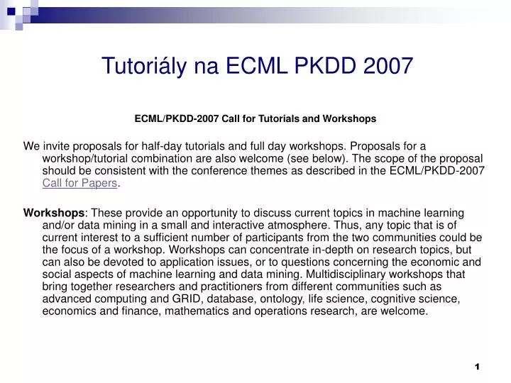 tutori ly na ecml pkdd 2007