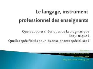 le langage instrument professionnel des enseignants