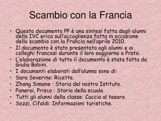 scambio con la francia
