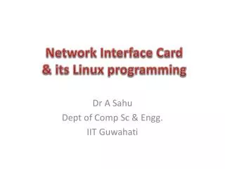 Network Interface Card &amp; its Linux programming