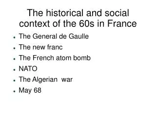 The historical and social context of the 60s in France