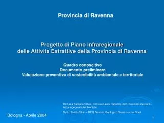 progetto di piano infraregionale delle attivit estrattive della provincia di ravenna