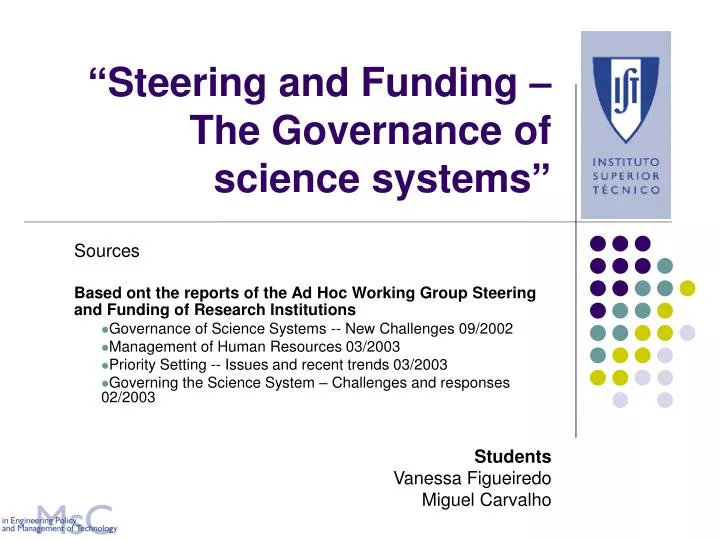 steering and funding the governance of science systems
