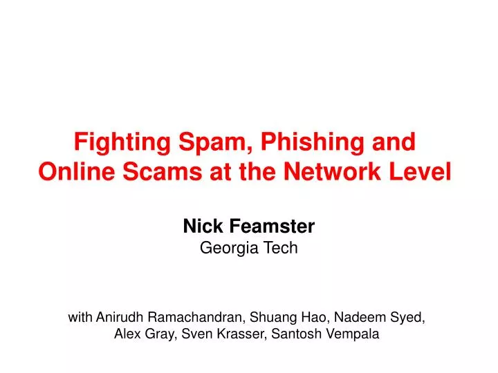 fighting spam phishing and online scams at the network level