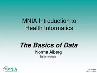 MNIA Introduction to Health Informatics