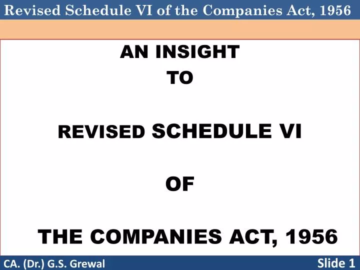 an insight to revised schedule vi of the companies act 1956