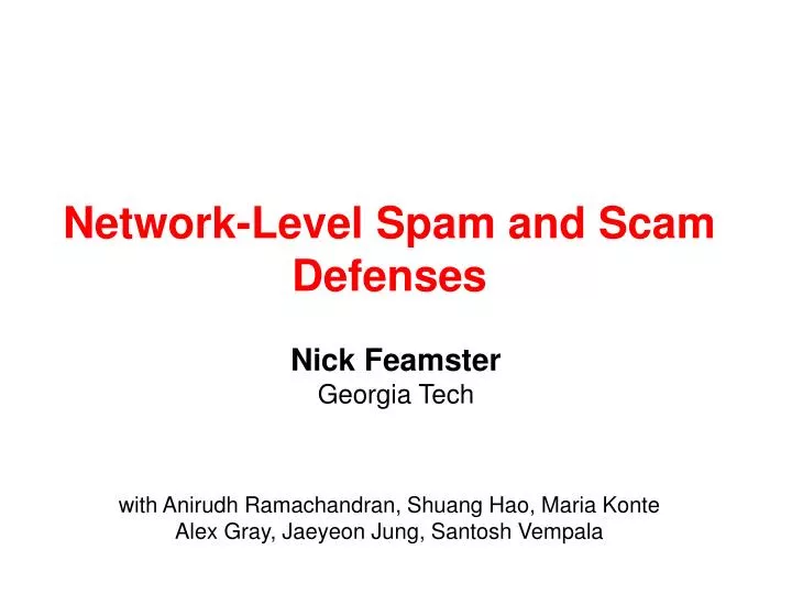 network level spam and scam defenses