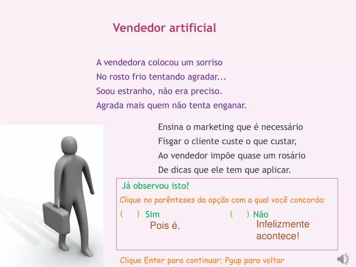 vendedor artificial