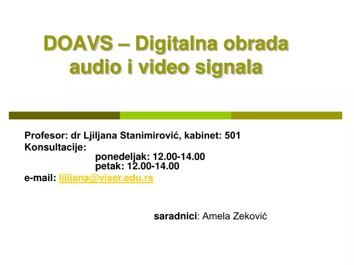 doavs digitalna obrada audio i video signala