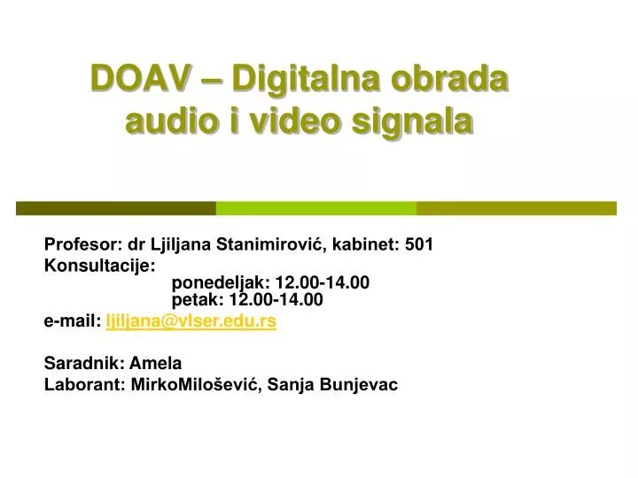 doav digitalna obrada audio i video signala