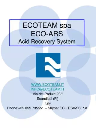 ecoteam spa eco ars acid recovery system