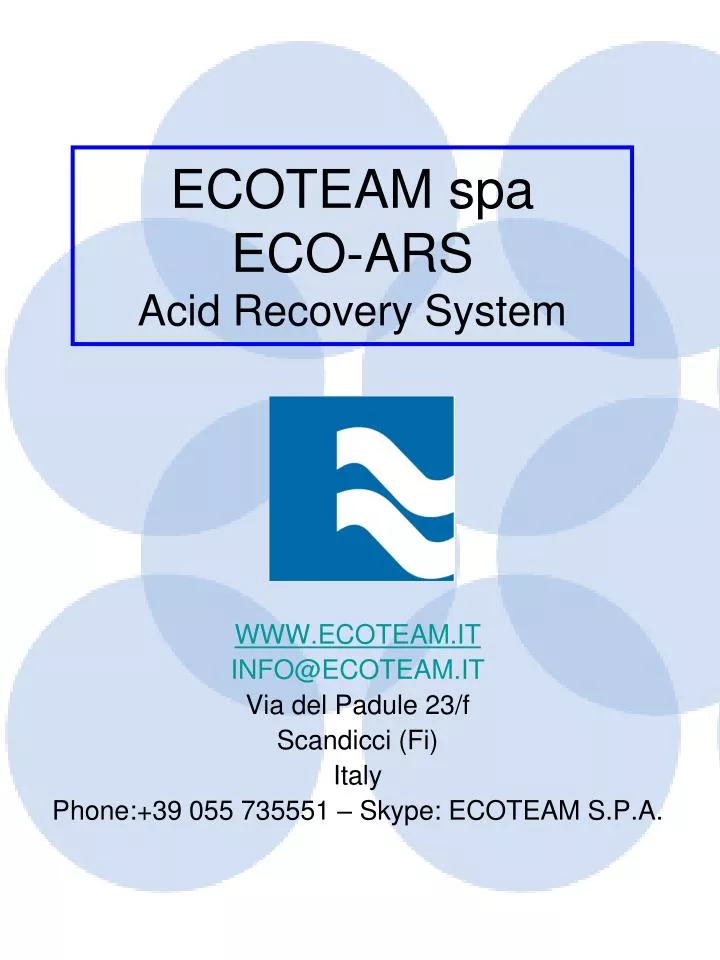 ecoteam spa eco ars acid recovery system