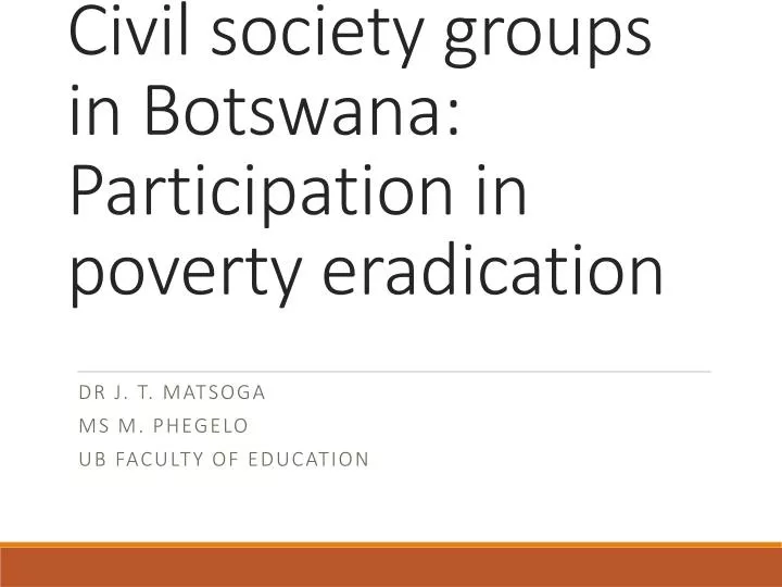 civil society groups in botswana participation in poverty eradication