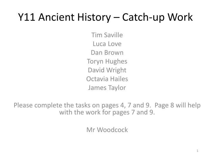 y11 ancient history catch up work