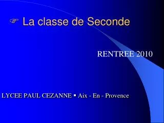 la classe de seconde