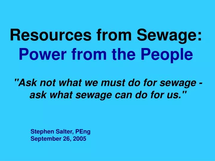 resources from sewage power from the people
