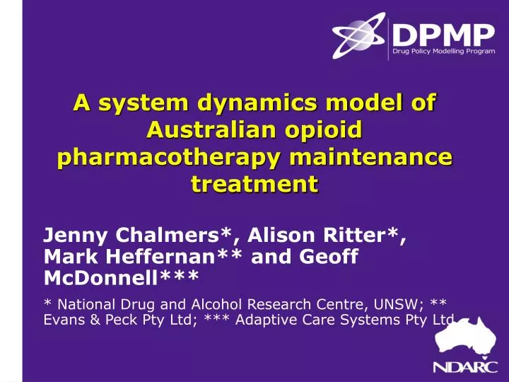 a system dynamics model of australian opioid pharmacotherapy maintenance treatment