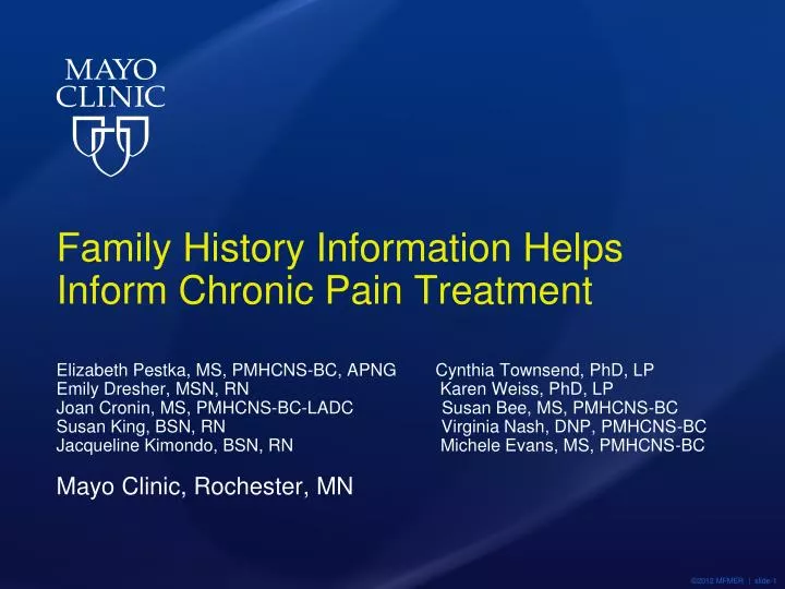 family history information helps inform chronic pain treatment