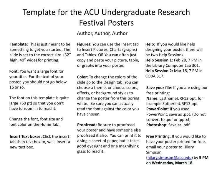 template for the acu undergraduate research festival posters
