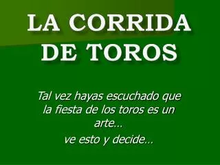la corrida de toros