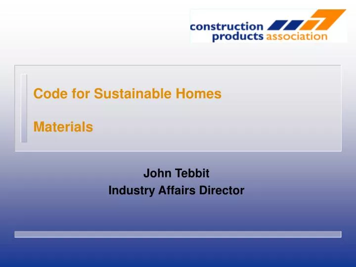 code for sustainable homes materials