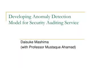Developing Anomaly Detection Model for Security Auditing Service