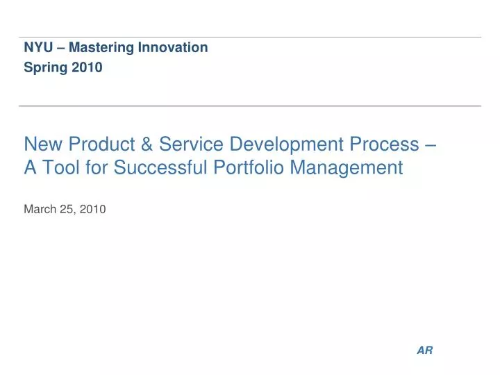 new product service development process a tool for successful portfolio management march 25 2010