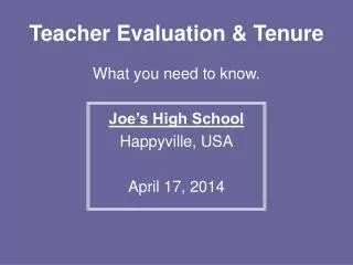 Teacher Evaluation &amp; Tenure