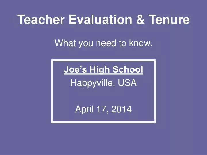 teacher evaluation tenure