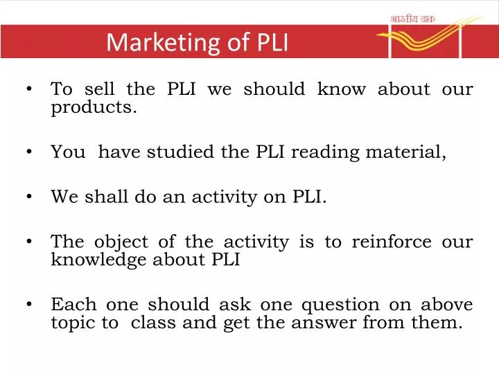 marketing of pli