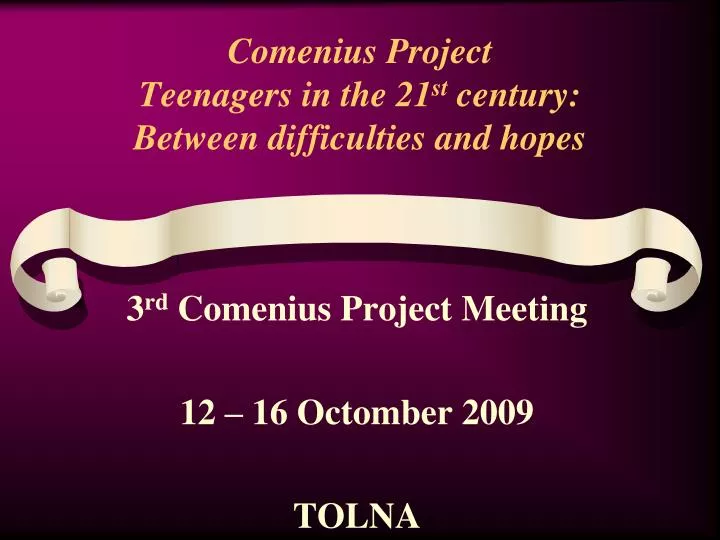 comenius project teenagers in the 21 st century between difficulties and hopes