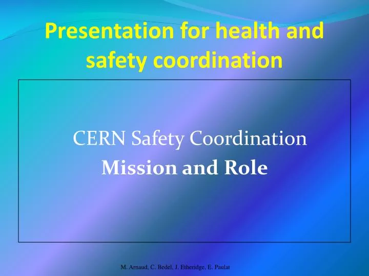 presentation for health and safety coordination