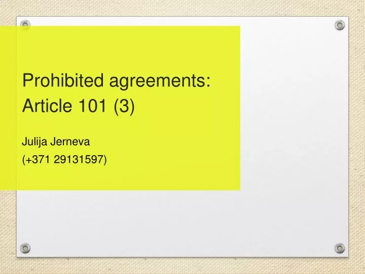 prohibited agreements article 101 3