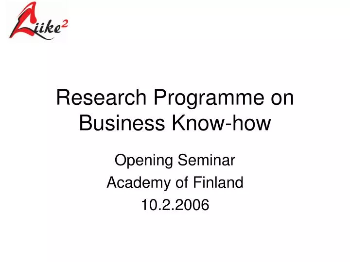 research programme on business know how