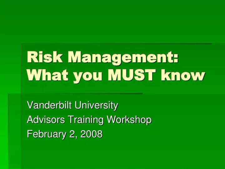risk management what you must know