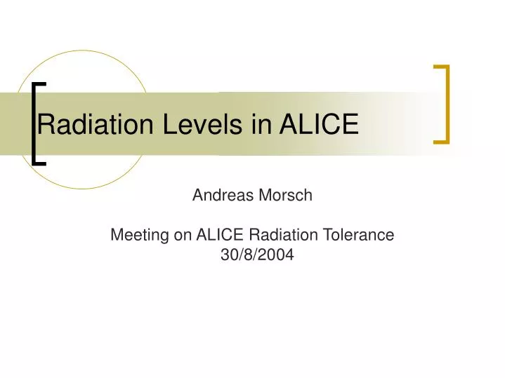 radiation levels in alice