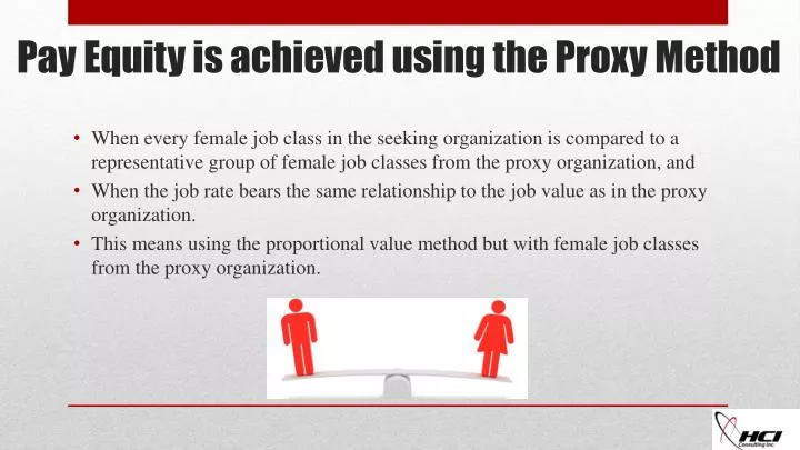 pay equity is achieved using the proxy m ethod