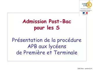 admission post bac pour les s pr sentation de la proc dure apb aux lyc ens de premi re et terminale