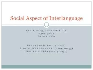 social aspect of interlanguage