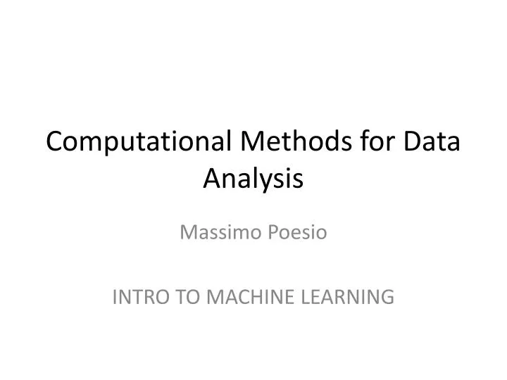 computational methods for data analysis