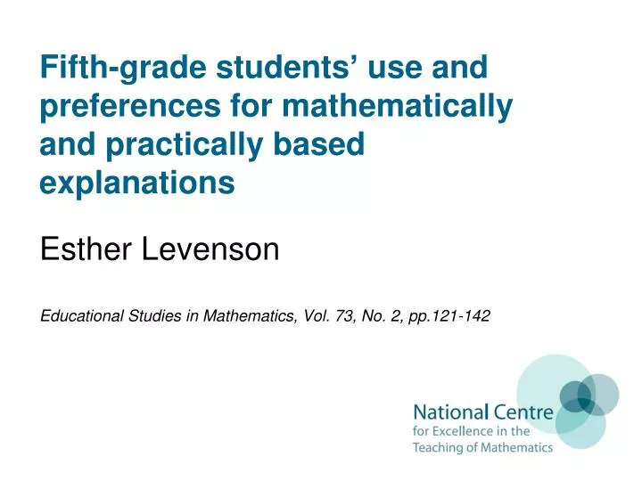 fifth grade students use and preferences for mathematically and practically based explanations