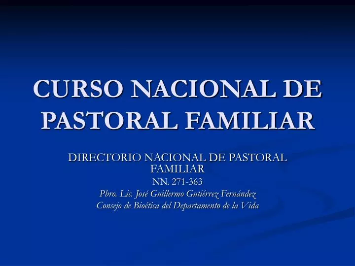 curso nacional de pastoral familiar