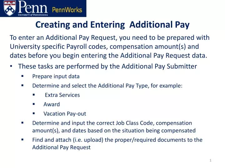 creating and entering additional pay