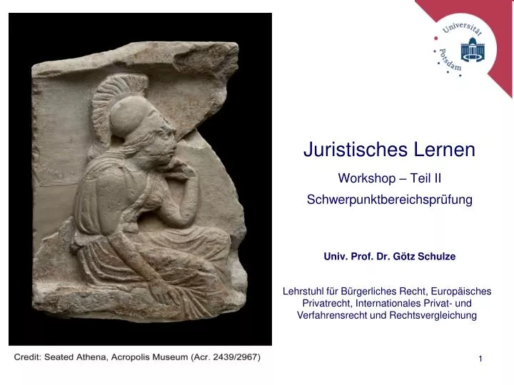 juristisches lernen workshop teil ii schwerpunktbereichspr fung univ prof dr g tz schulze