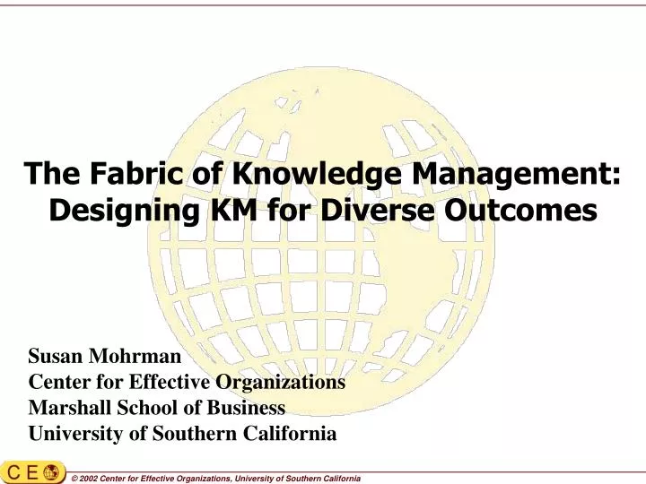 the fabric of knowledge management designing km for diverse outcomes