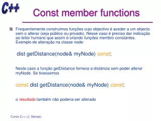 const member functions
