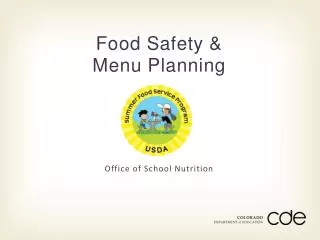 Food Safety &amp; Menu Planning