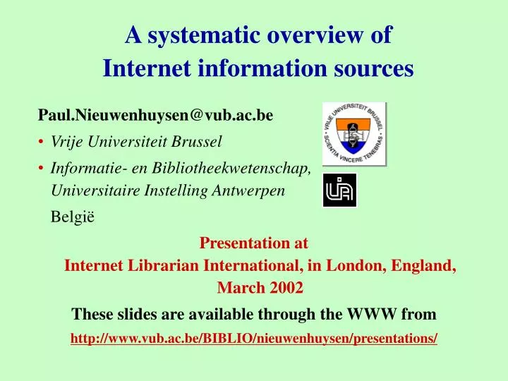 a systematic overview of internet information sources