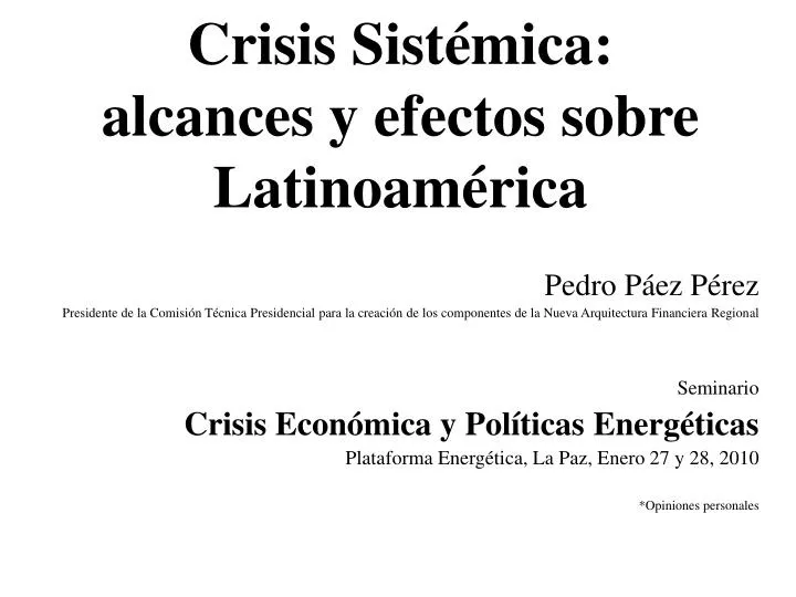 crisis sist mica alcances y efectos sobre latinoam rica
