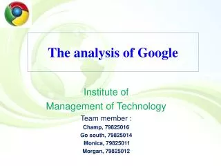 The analysis of Google